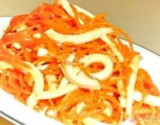 Салат из моркови с кальмарами (корейский салат)